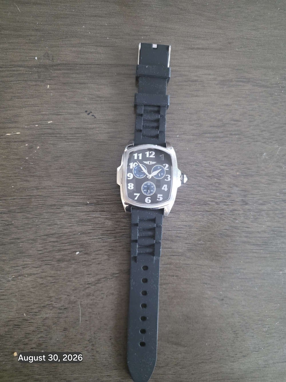 Invicta Black Dial Silver Case Men's Silicone Strap Watch